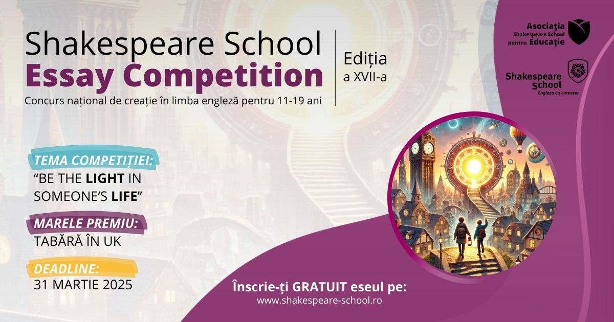 Au inceput inscrierile la Shakespeare School Essay Competition 2025! Tema editiei si Conditiile de participare