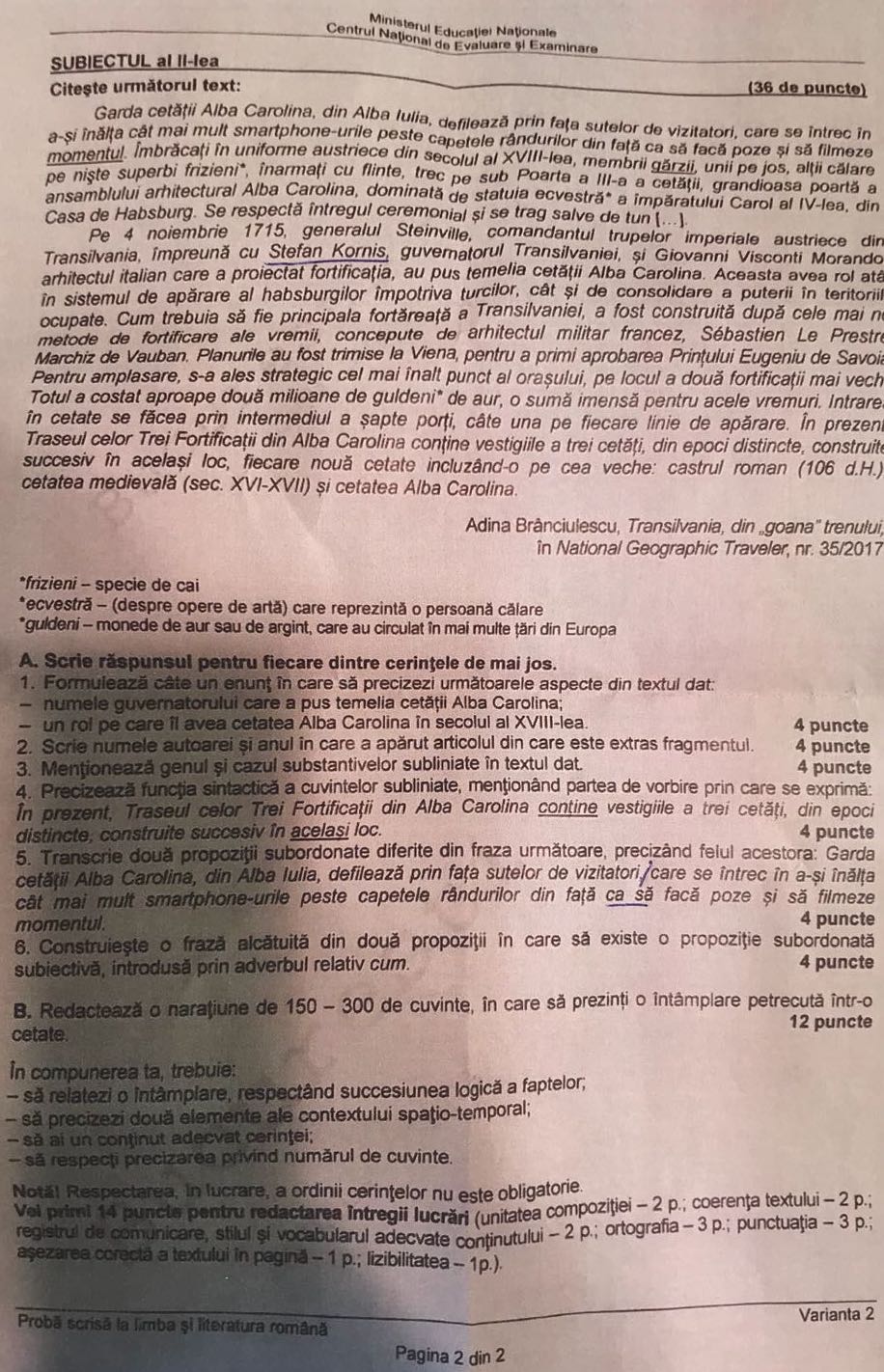 Subiecte Romana Evaluarea Nationala 2018 Vezi Cerintele Pe Care Le Au Avut De Rezolvat Elevii De Clasa A Viii A